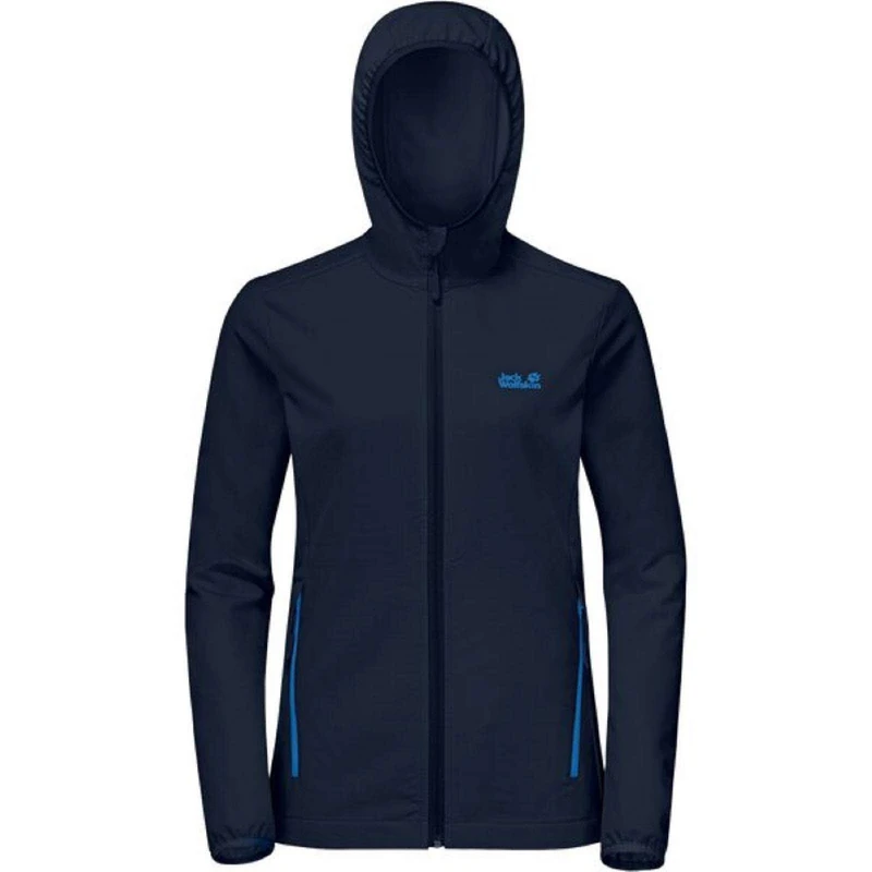 Jack Wolfskin Women's Turbulence Jacket Women Breathable Softshell Jacket, womens, 1303652-1024002, Blue (dark indigo), S