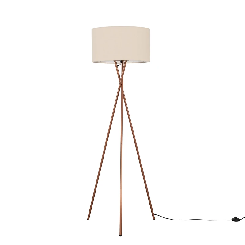 MiniSun | Modern Copper Metal Floor Lamp with a Beige Shade | Floor Lamps & Torchieres, Home Décor & Improvement Essential | Includes 6W LED Bulb [3000K Warm White]