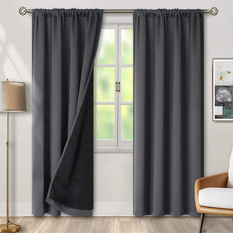 BGment Grey Blackout Curtains 84 Inch Length 2 Panels Set for Bedroom, 100% Room Darkening Thermal Insulated Dark Curtains for Living Room Soundproof Window Curtains, 52 Inch Wide