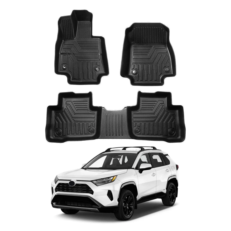Powerty Compatible with Toyota RAV4 Floor Mats 2 Row Liner Set All Models TPE 3D Floor Liners All-Weather Custom for Toyota Rav4 2024 2023 2022 2021 2020 2019 Accessories