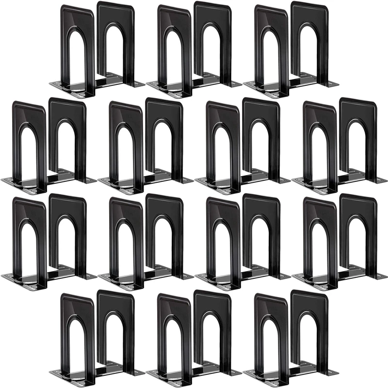 Bookends, 28pcs Metal Bookends, Black Book Ends Holder, Book Ends, Book Ends for Shelves, Book Ends for Heavy Books Nonskid Book Holder Book Ends to Hold Books Heavy Duty for Shelves Office Home