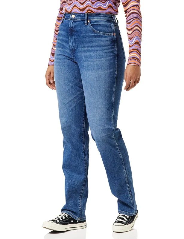 Wrangler Women's Mom Straight Jeans, Smoke Sea, W32 / L32 - Image 1