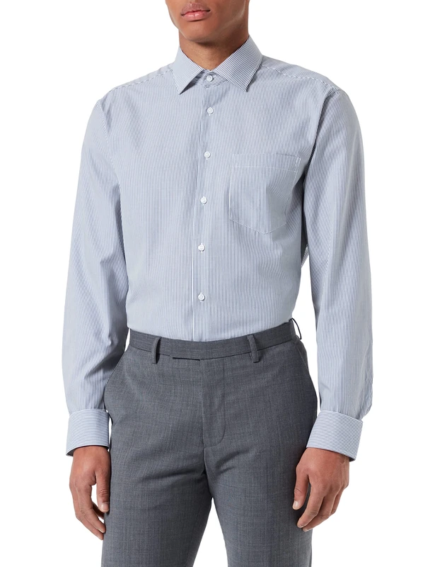 Seidensticker Men's Business Shirt - Regular fit - Non-Iron - Kent Collar - Long Sleeve - 100% Cotton