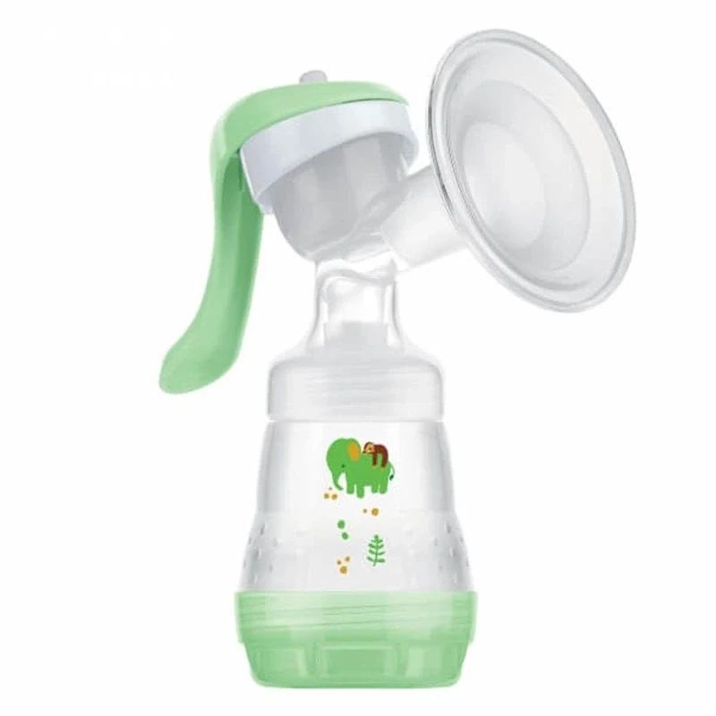 MAM Manual Breast Pump and Nursing Kit Includes 1 x Manual Breast Pump, Silicone Nipple, 1 x MAM Easy Start Anti-Colic Bottle 160 ml, 1 x Storage Pot and 4 x Nursing Pads - Green