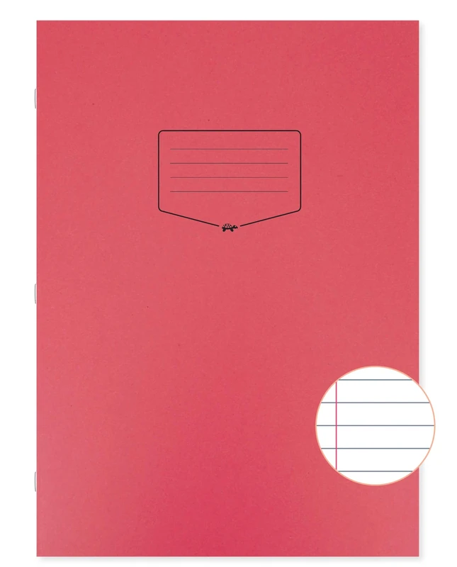 Silvine Tough Shell A4+ Exercise Book, 80 Pages 8mm Feint & Margin, Red Laminated Cover [Pack of 50]