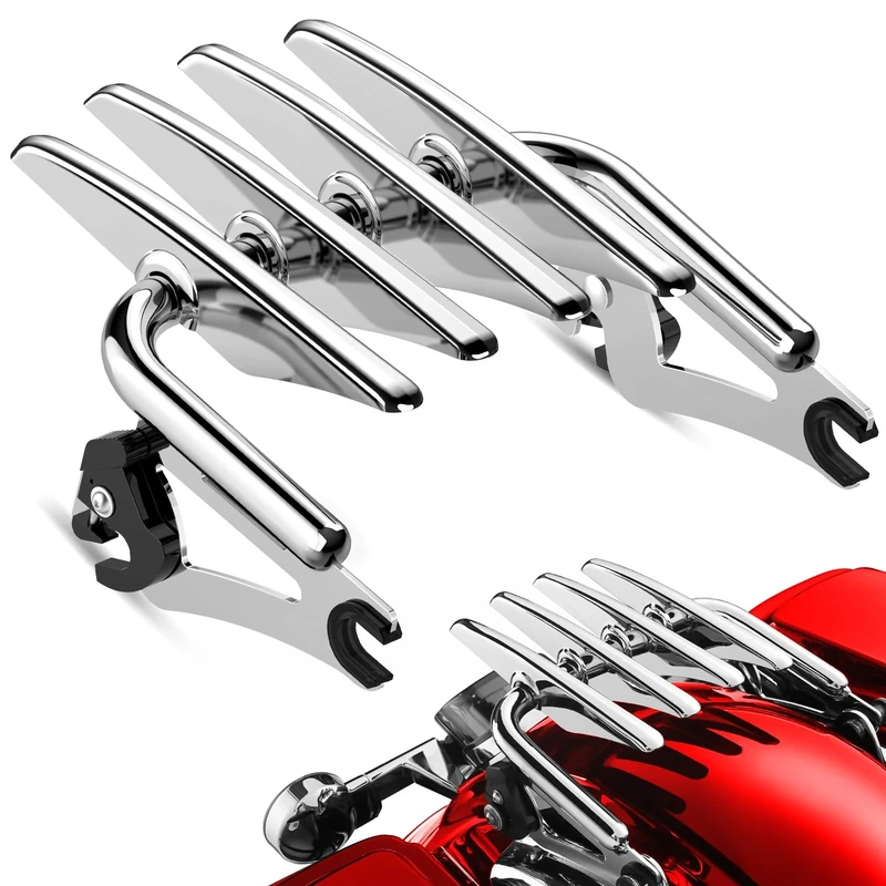 PBYMT Chrome Detachable Stealth Mounting Luggage Rack Compatible for Harley Touring Street Glide Road King Electra Glide 2009-2023
