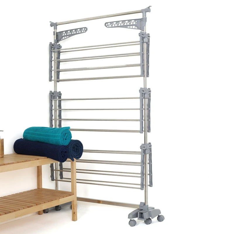 KITCHEN MOVE BAT-TR-22S Séchoir à linge, Acier Inoxydable, Gris, L168xl68xH150 cm, Argent