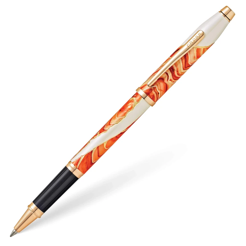 Cross Wanderlust Refillable Click-Off Cap Metal Rollerball Pen with 23 Carat Rose Gold-Plated Appointments, Medium Ballpoint, includes Premium Gift Box and Black Cartridge, 1 Pack, Antelope Canyon