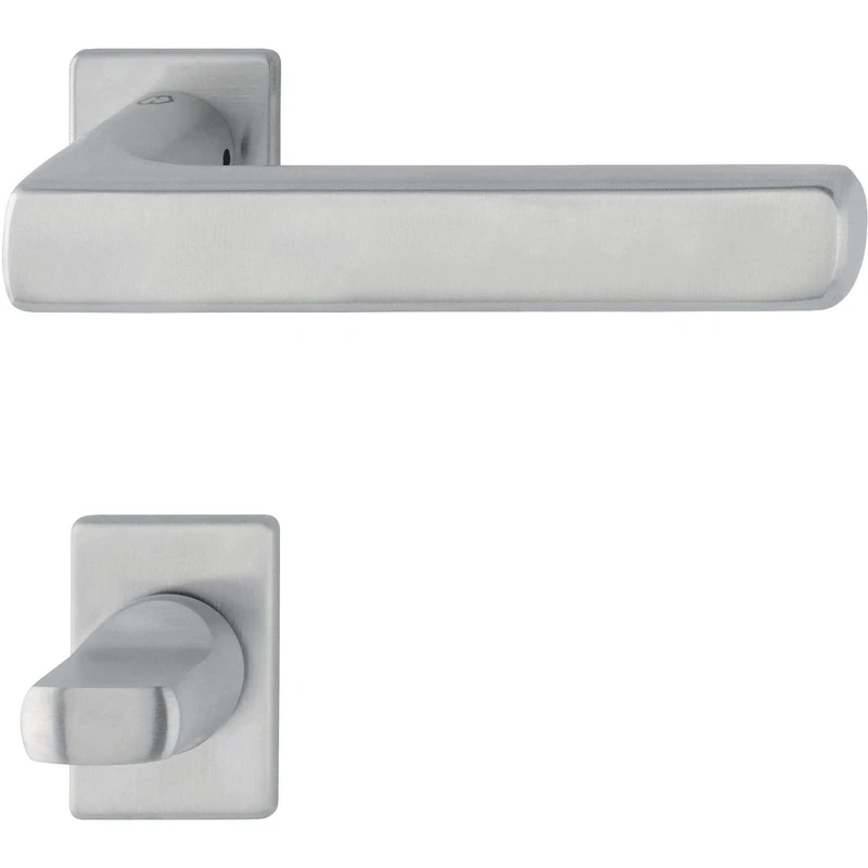 Hoppe Dallas Door Handle Set on Mini Rosette WC Door Thickness 40-45 Matt Stainless Steel