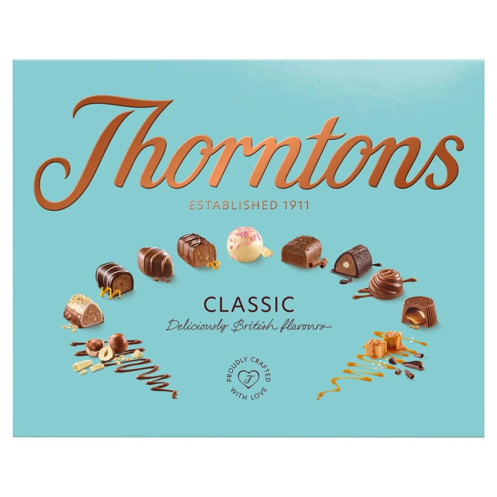 Thorntons Classic Chocolate Gift Box, Christmas Gifts, Assorted White, Milk and Dark Chocolates, 449 g