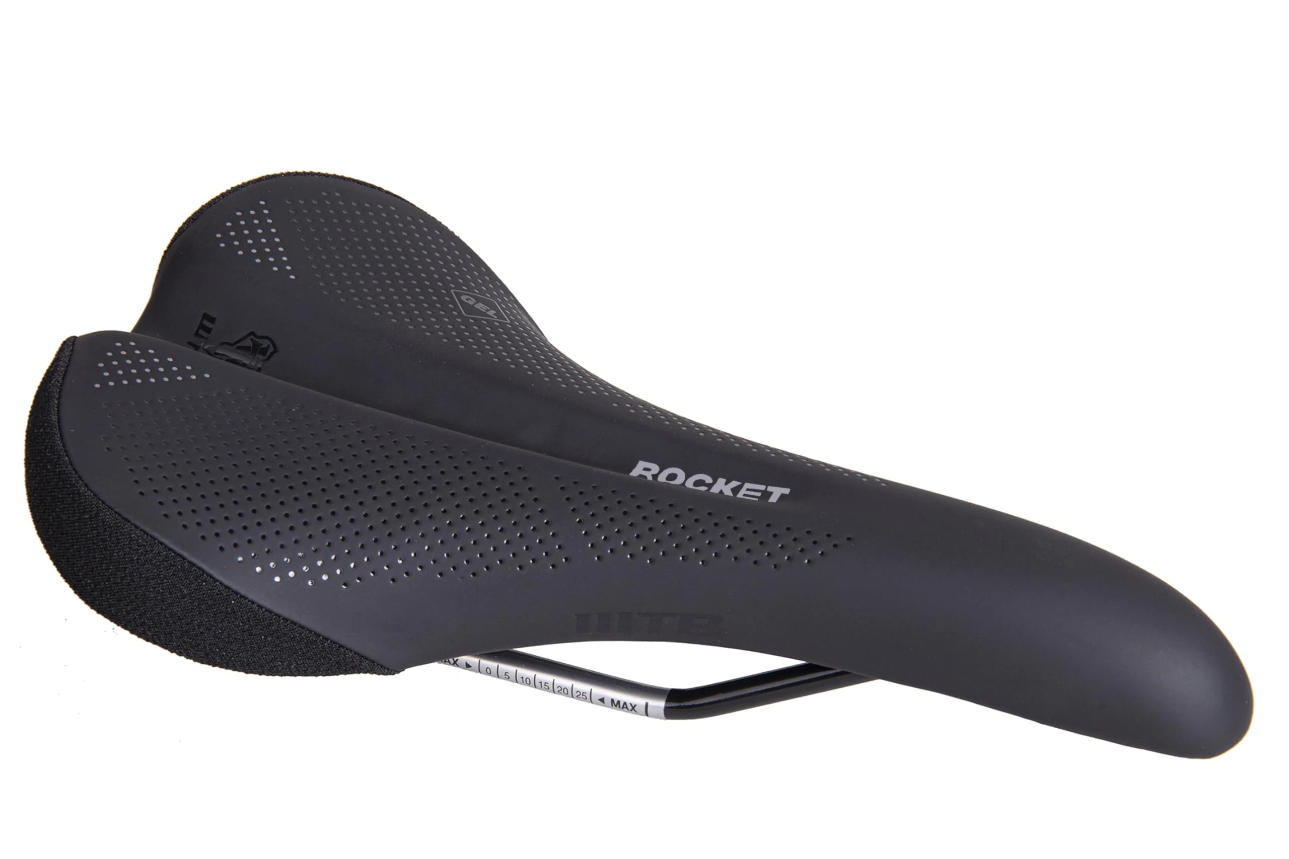 WTB Rocket E-Bike Saddle - Thick Padding, Contoured Whale-Tail Design for Comfort & Power, Microfiber Cover, Ideal Electric Bike Saddle for Trail Riding