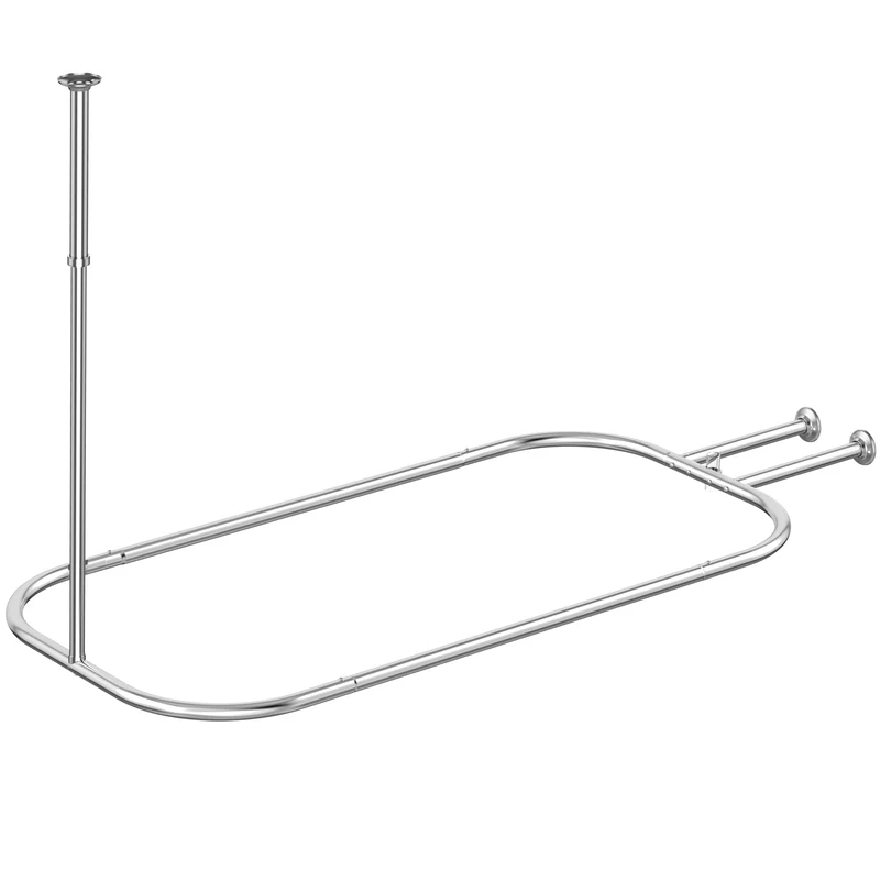 PrettyHome Shower Curtain Rod Hoop Square Shape Bathroom Heavy Duty No Rust Oval Shower Rod 58.3"x24" for Clawfoot Tub,for Free Standing Tubs Chrome