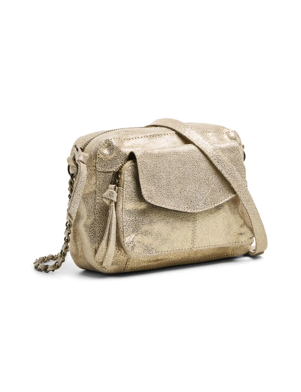 Pieces Women's Pcnaina Leather Cross Body Fc Noos Shoulder bag, Gold Colour/Aop: Snow., 20cm x 14cm 5 5cm UK