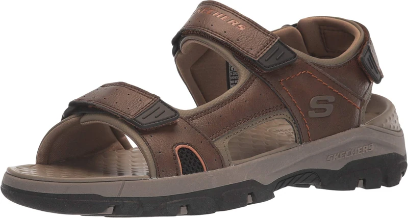 Skechers Men's Tresmen Hirano Open Toe Sandals, Brown Brown Synthetic Brn, 12 UK