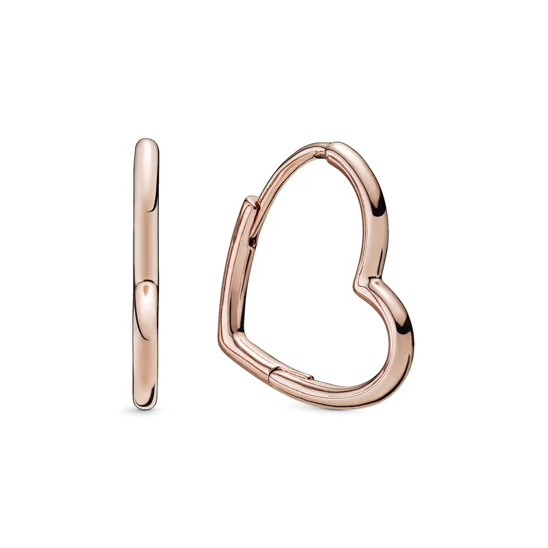 Pandora Moments Women's 14k Rose Gold-Plated Asymmetrical Heart Hoop Earrings, No Box