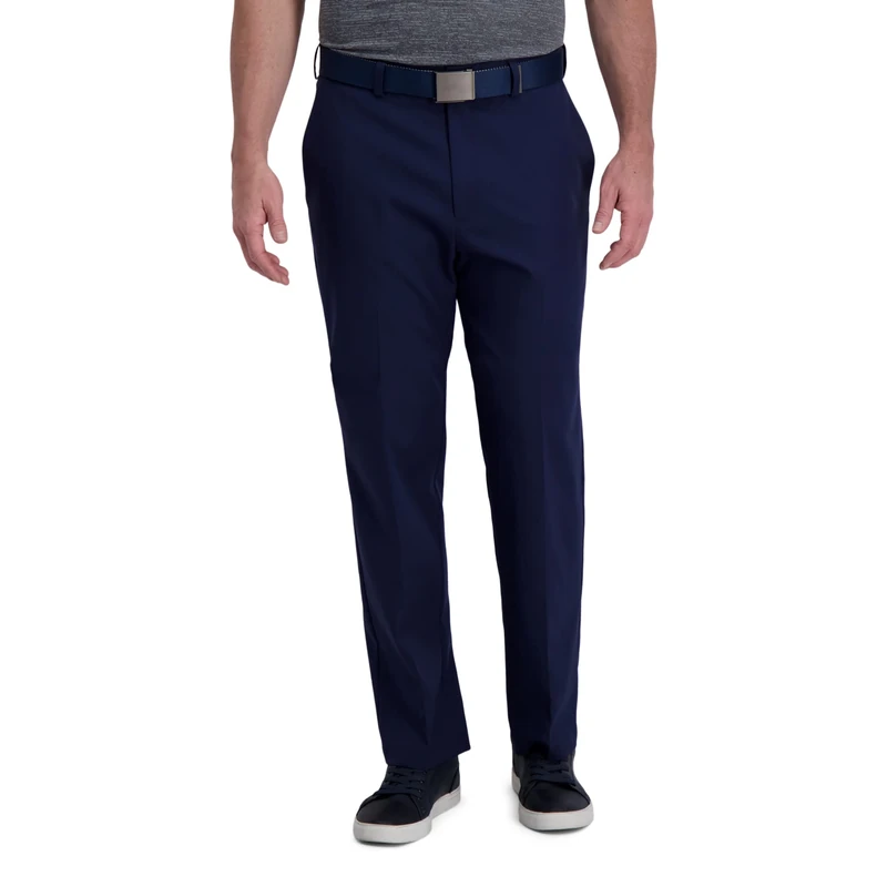 Haggar Men's Cool Right Performance Flex Solid Classic Fit Flat Front Pant-reg. and Big & Tall Casual, Midnight, 40W x 30L