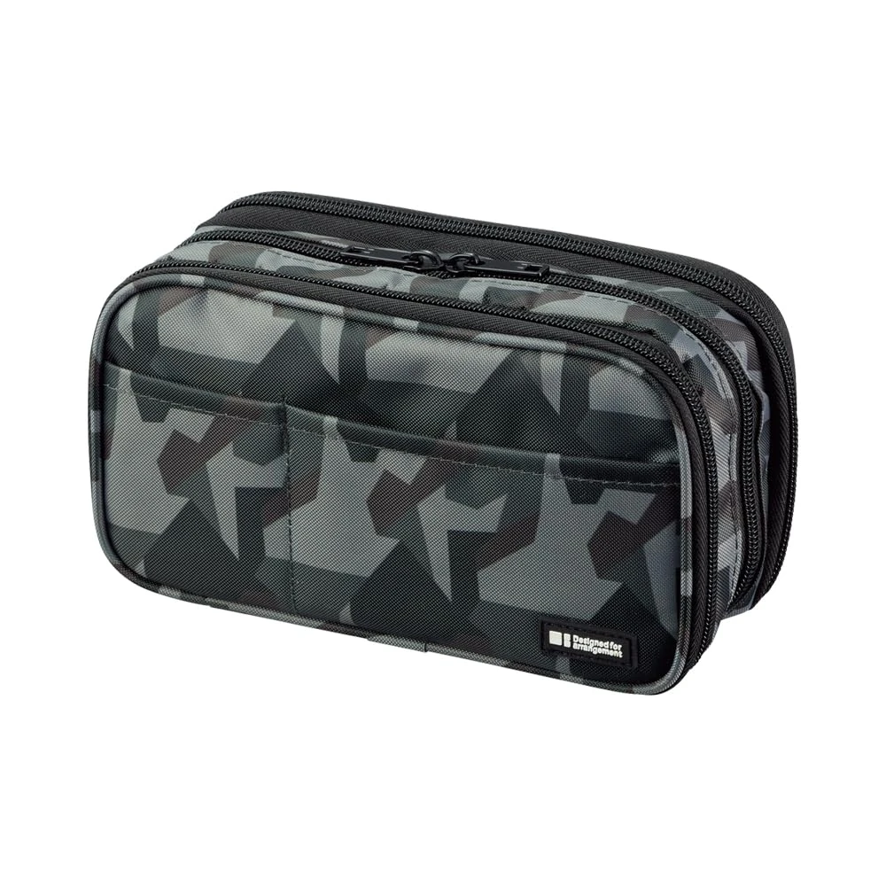 LIHITLAB Large Capacity Triple Zipper Pencil Case For School Office College, Big Capacity 8 Compartments Pencil Bag Holder Adults Teen Boys Girls, Travel Cosmetics Storage, Green Camo (A7556-131)