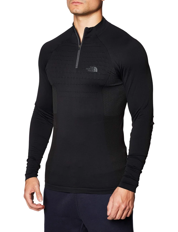 The North Face Men's Sport L/S Zip Neck Longsleeve, TNF Black/Asphalt Grey, S/M
