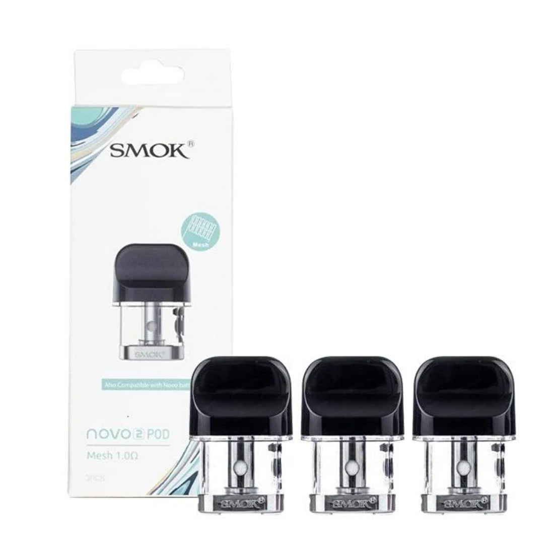 SMOK Novo 2 Replacement Pods, 1.0 Ohm, Mesh, 2mL Capacity, Built-in Coil, Works With Novo POD Series, SMOK Vaping PODs, Pack of 3, No Nicotine