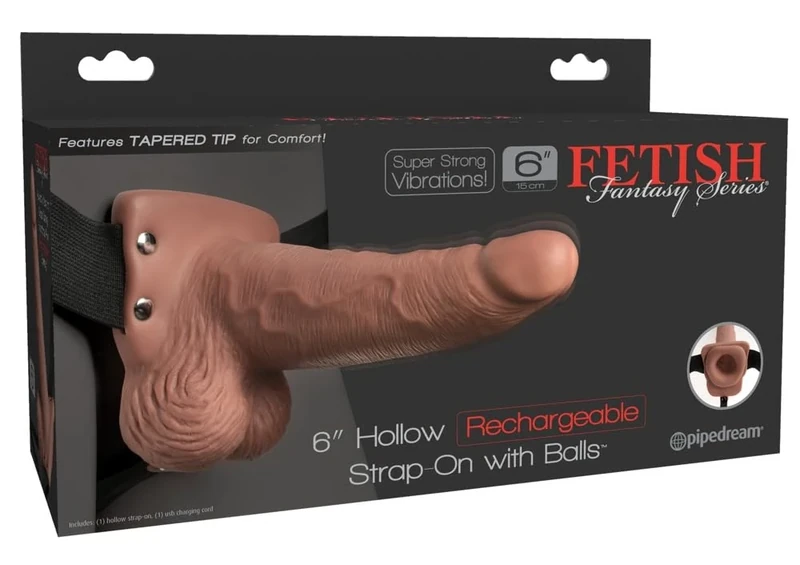 FETISH FANTASY SERIES Hollow Vibrating Strap-On, 15 cm, Medium, 392 g