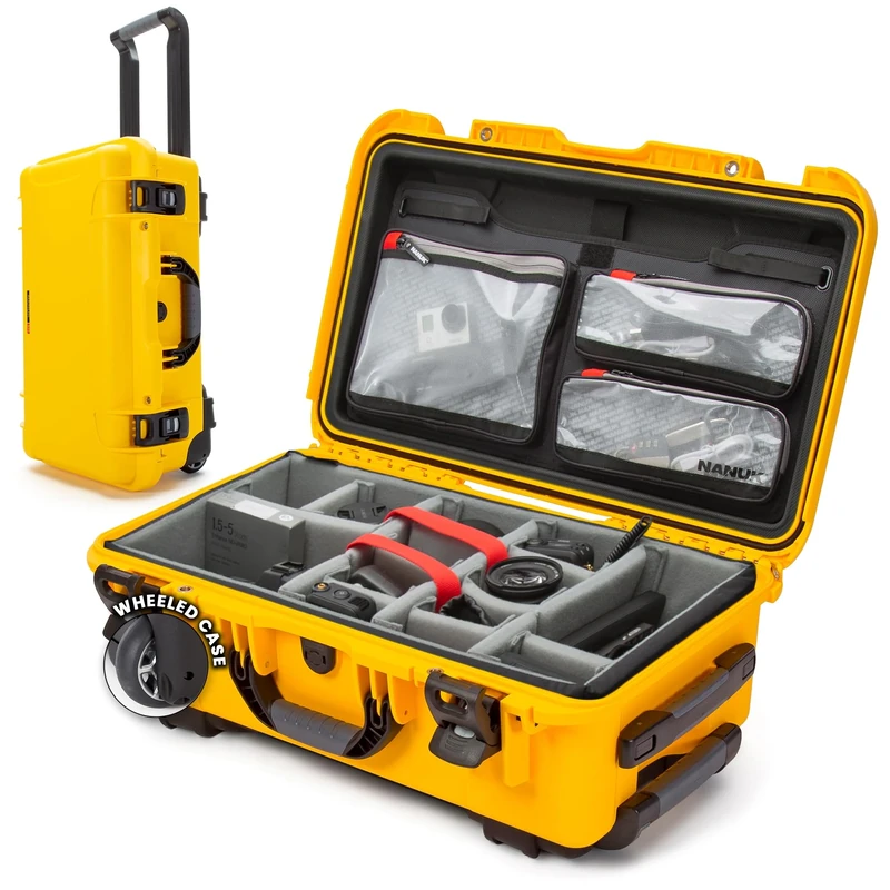 NANUK 935 Pro Photo Kit - Waterproof Hard Case for Camera, with Padded Dividers and Wheels, 56 x 36 x 23 cm - Dustproof and Shockproof, Cabin Luggage - Yellow