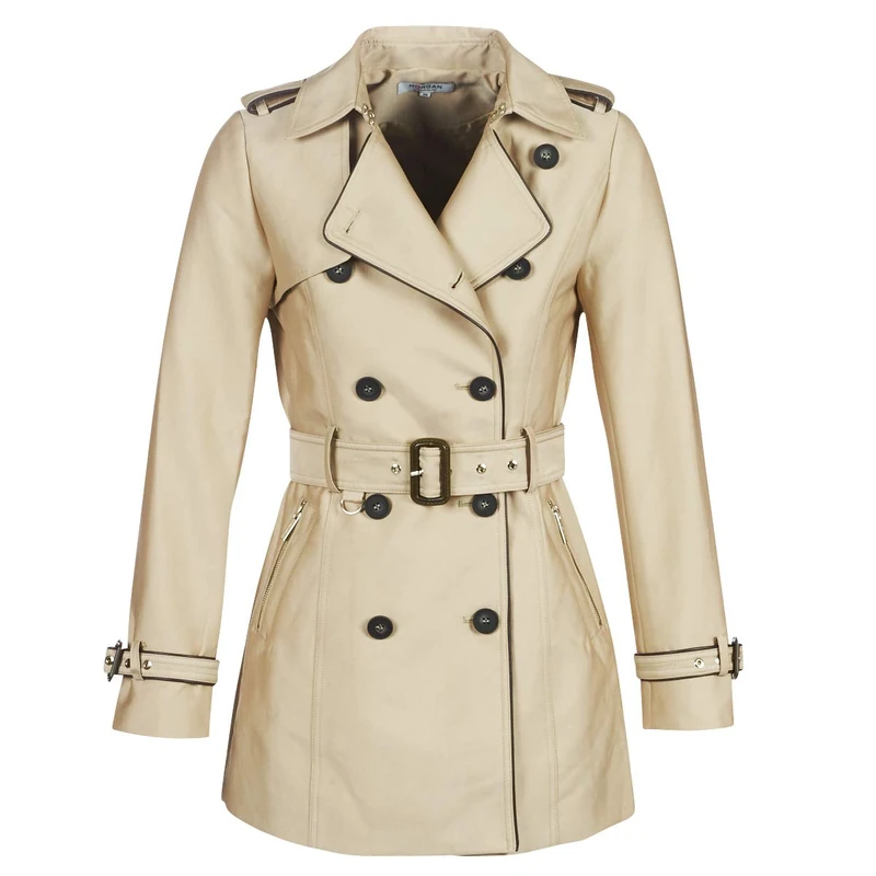 Morgan Women's Trench Coat Long Piping, UK 14, PU 192-GALA.N Beige T42