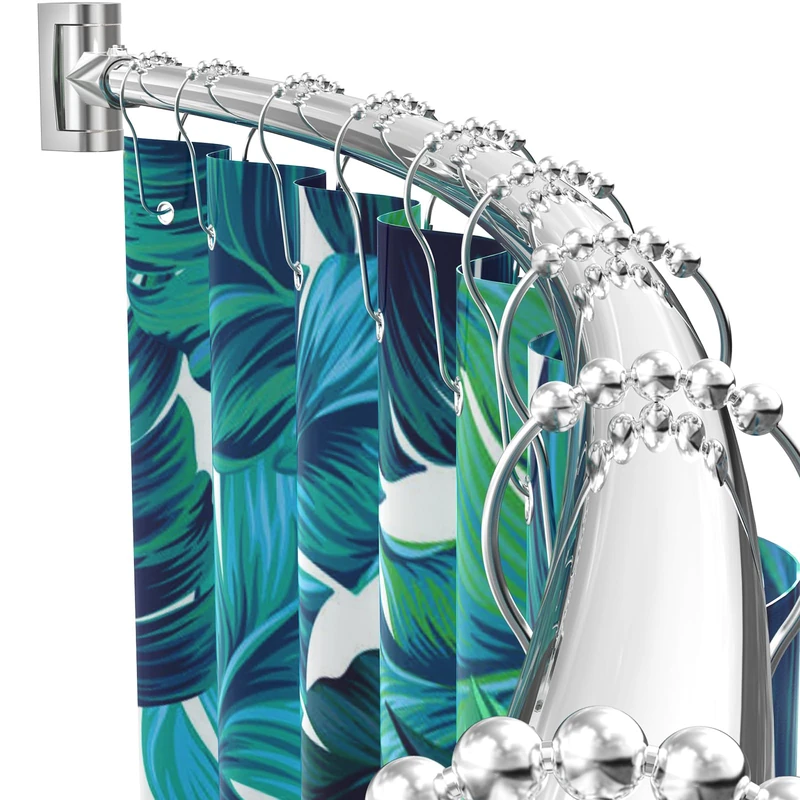 PrettyHome Adjustable Curved Shower Curtain Rail Rustproof Expandable Aluminum Metal Shower Rod 38-72 Inch Telescopic Design Exquisite Adjustable for Bathroom Chrome - Image 1