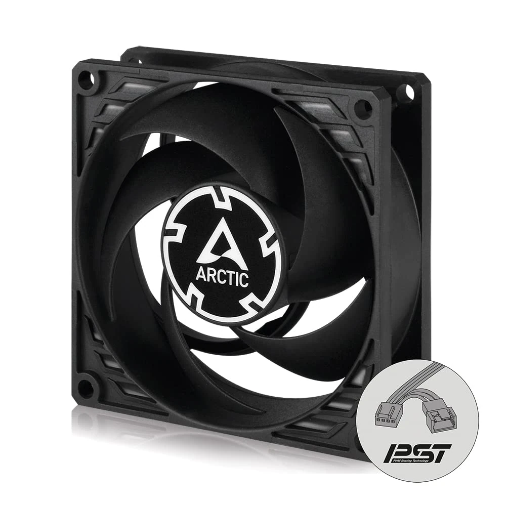 ARCTIC P8 PWM PST - PC Fan, 80mm Fan, PC Case Fan, PWM Sharing Technology (PST), Pressure-Optimised, Quite motor, Computer, Fan Speed: 200-3000 rpm - Black