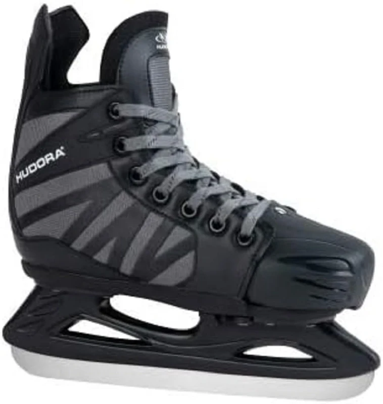 HUDORA Children's and Teenagers Ice Hockey Power Play Ice Skates Black Size 32-35 Ice Hockey Shoes Ice Skates, Black, 32-35