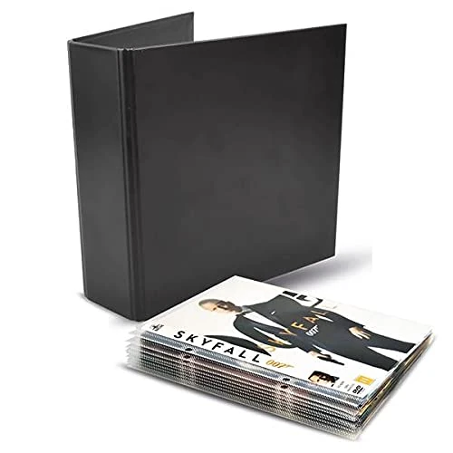 3L Office Storage Pack 100 Pockets + 4 DVD Folders, Transparent/Black
