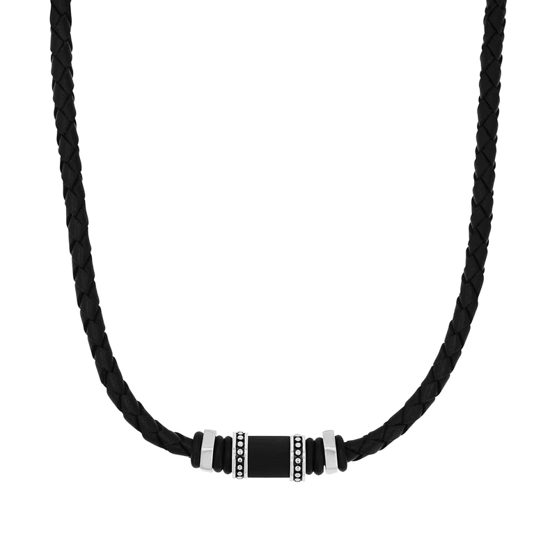s.Oliver Necklace Men Sets, 47+3 cm, Black, Comes in jewelry gift box, 2026003 - Image 1