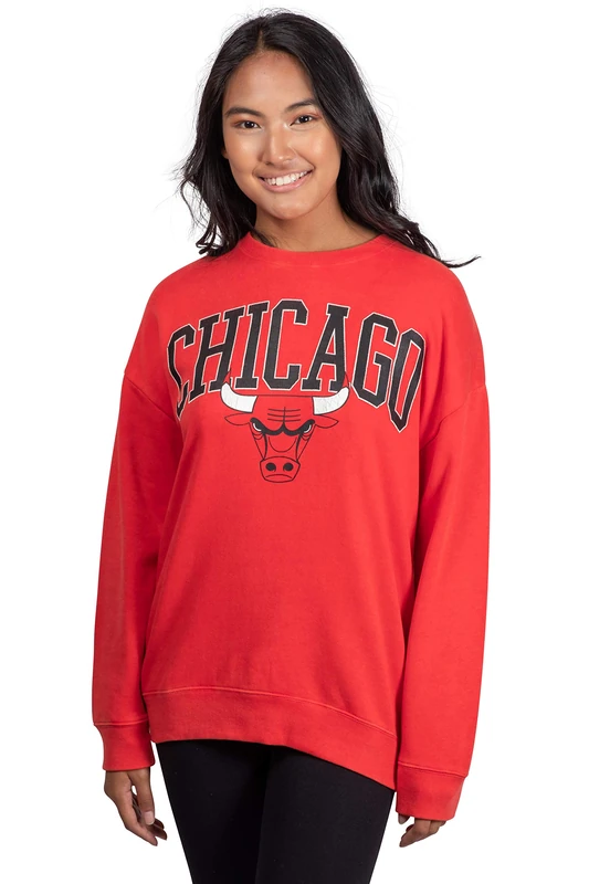 Ultra Game Women's Extra Soft Fleece Distressed Oversized Pullover Sweatshirt, Team Color, S