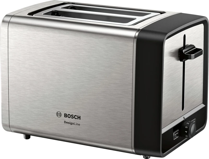 Bosch Designline Toaster, TAT5P420, evenly toasting, defrosting and reheating, stainless steel