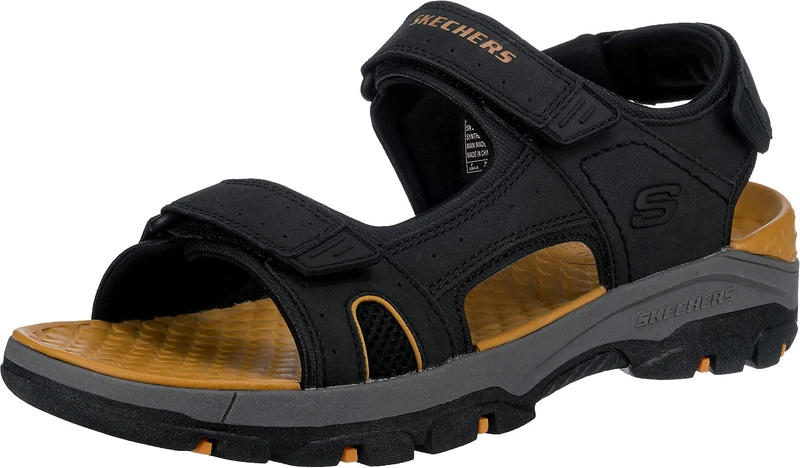Skechers Men's Tresmen Hirano Open Toe Sandals, Black Black Synthetic Blk, 8 UK