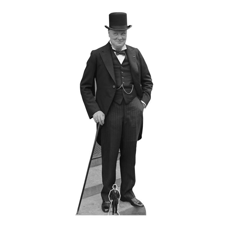 Star Cutouts SC1451 Winston Churchill Lifesize Cardboard Cutout with Mini Standee – Historic Display for Events, VE Day & Exhibitions