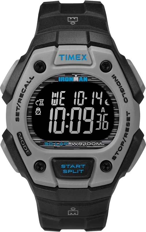 Timex Men's Ironman Classic 30 38mm Watch – Black & Gray Case Negative Display with Black Resin Strap TW2U30200