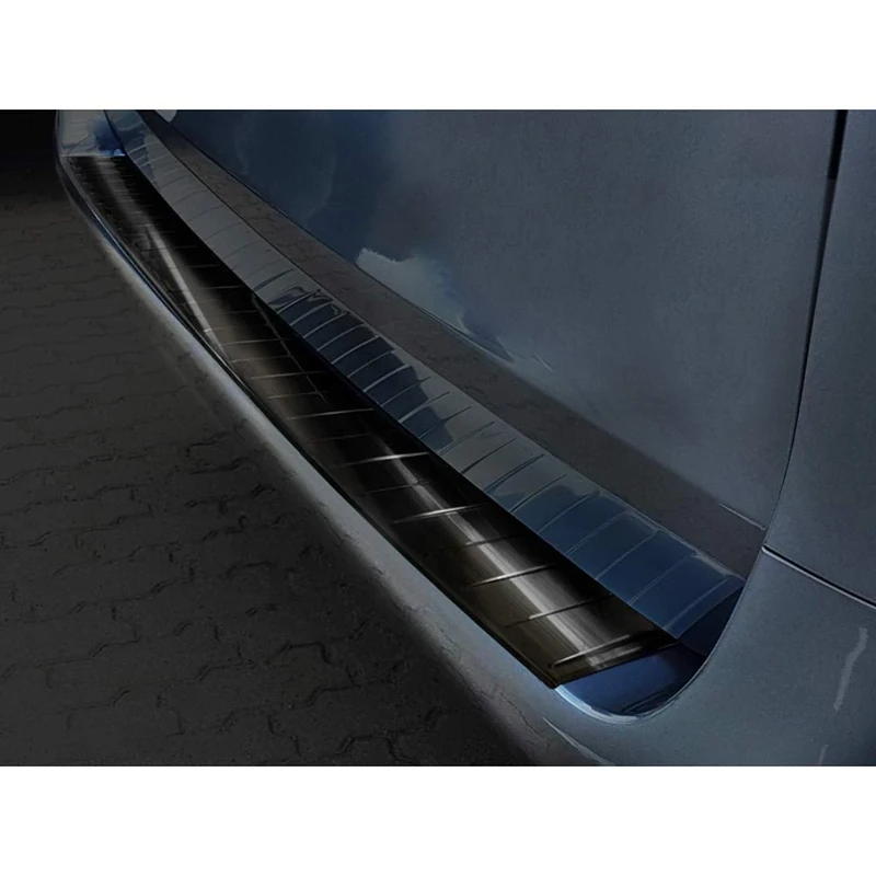 Avisa Rear Sill Protector Stainless Steel Black Compatible with Mercedes Vito / V-Class 2014- 'Ribs' (Long Version)