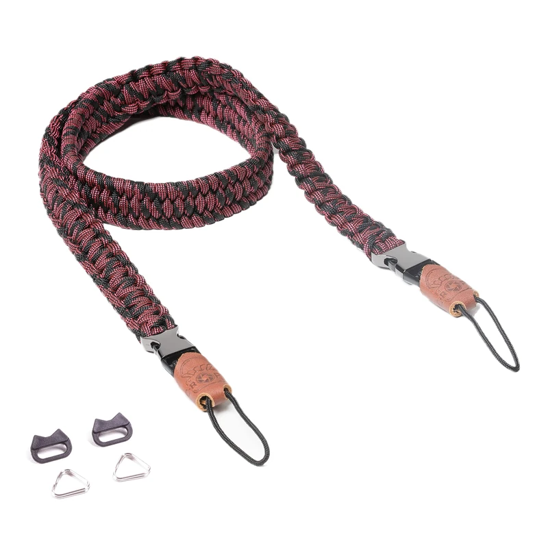 C-Rope The Traveler Camera Strap Hand-Woven Paracord Shoulder Strap with Quick Release 125 cm Black/Red