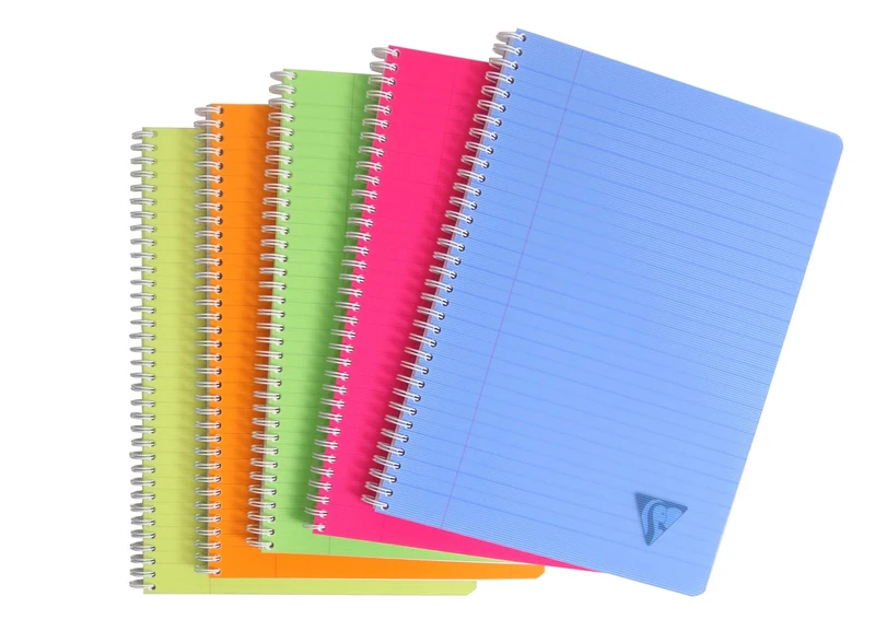 Clairefontaine 328145C LiniColour Fresh Collection Set of 10 Spiral Notebooks A4 21x29,7cm - 100 Lined Pages - White Paper 90g - Polypro Cover Random Colour