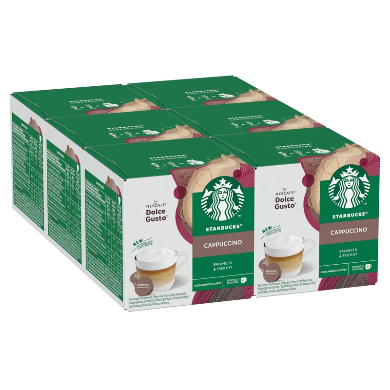 STARBUCKS Cappuccino by NESCAFÉ Dolce Gusto, 72 Cappuccino Coffee Pods (6 pack), Dark Roasted Espresso with Creamy Milk