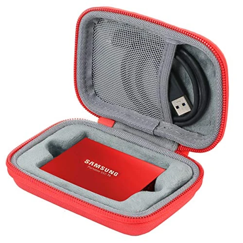 co2CREA Storage Carry Travel Hard Case for Samsung Portable SSD T5 / T3 250GB 500GB 1TB 2TB External Solid State Drive (Fits T5 / T3, Red case)