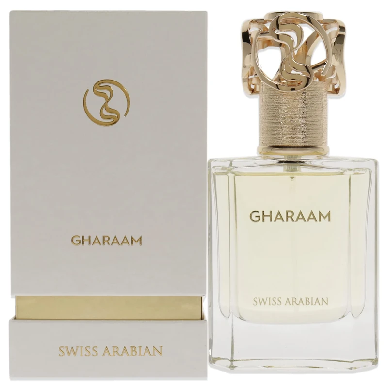 Swiss Arabian Gharaam - Unisex - EDP Spray - Amber, Fresh, Woody Fragrance - Long Lasting, Luxury Perfume from Dubai with Notes of Jasmine, Saffron, Amber, Resins, Cedarwood - 50ml