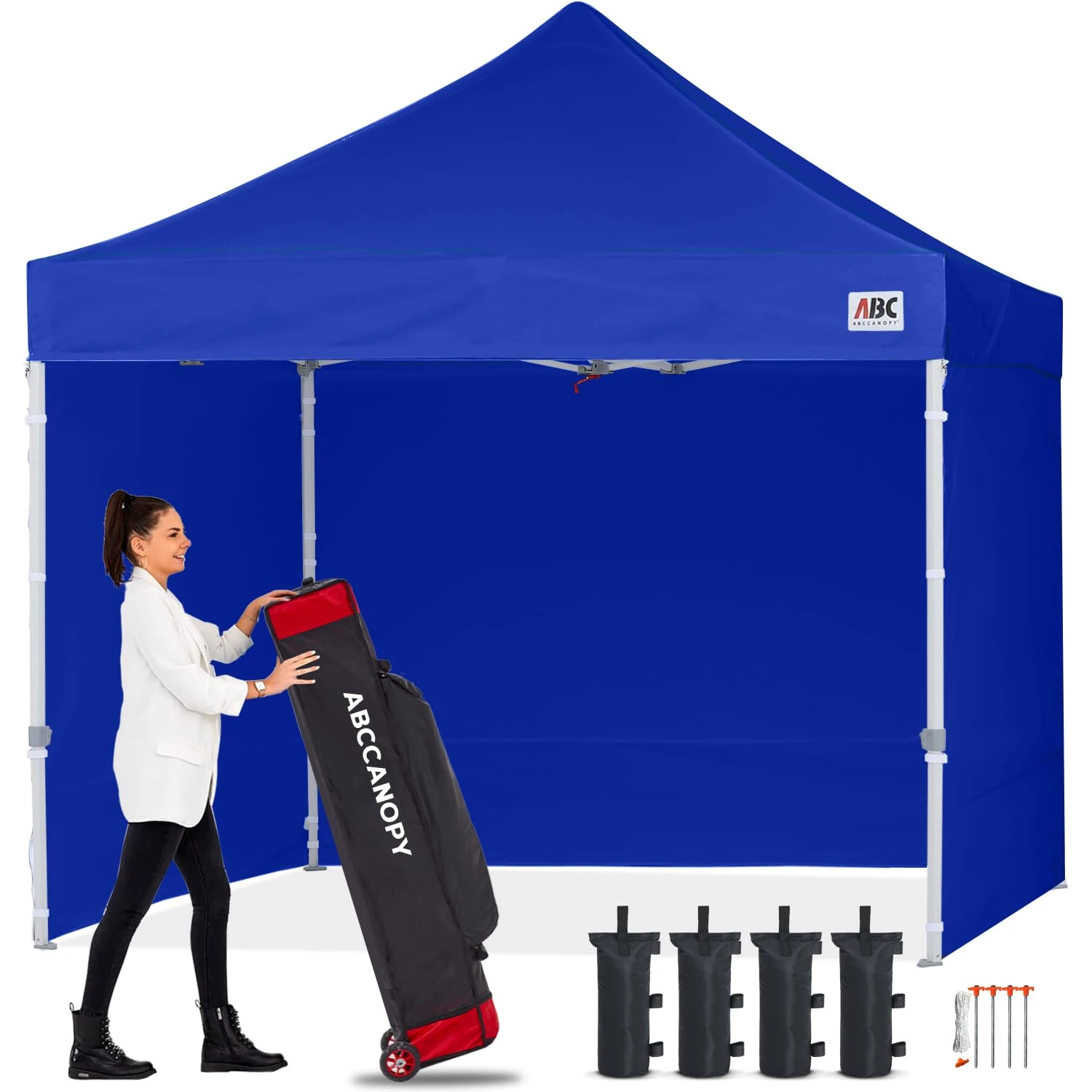 ABCCANOPY 3x3M Pop Up Gazebo Canopy Commercial Tents Market stall with 4 Removable Sidewalls and Roller Bag Bonus 4 Weight Bags (Blue)