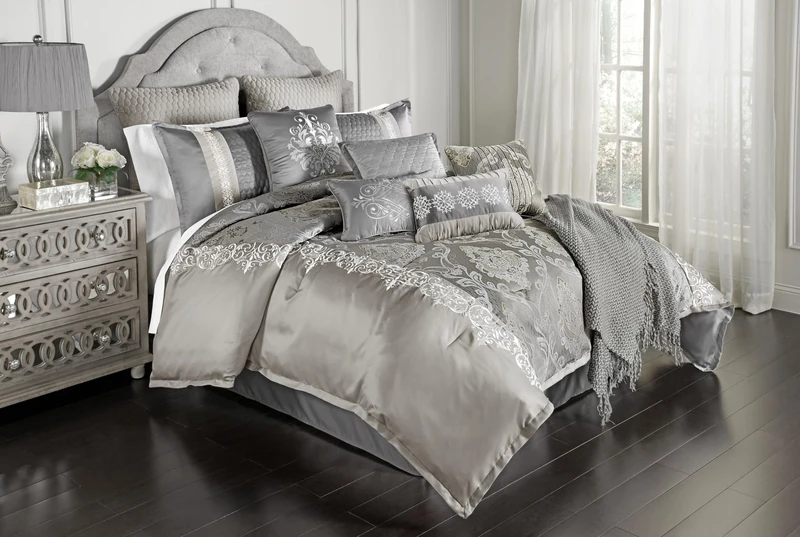 Riverbrook Home 12-Piece Comforter Set, Polyester, Kacee-Platinum, King
