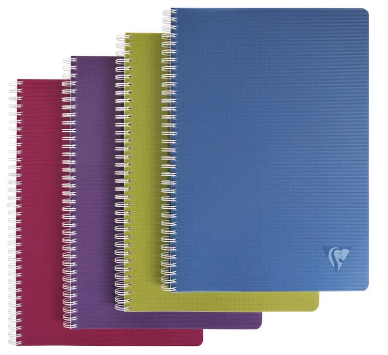 Clairefontaine 329116C Collection LiniColour Intensive Set of 5 Spiral Notebooks A4 21x29,7 - 180 Seyes Pages - White Paper 90g - Polypro Cover Random Colours