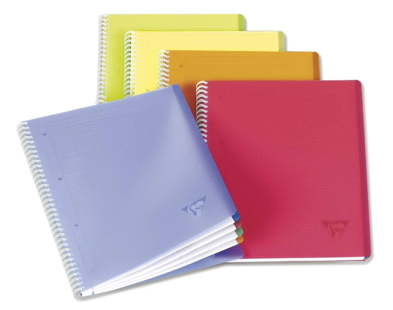 Clairefontaine 328626C LiniColour Fresh Collection Set of 5 Spiral Notebooks - A4+ 22.5x29.7 cm - 160 Detachable Pages Small Squares - 90 g White Paper - Polypro Cover - Random Colours
