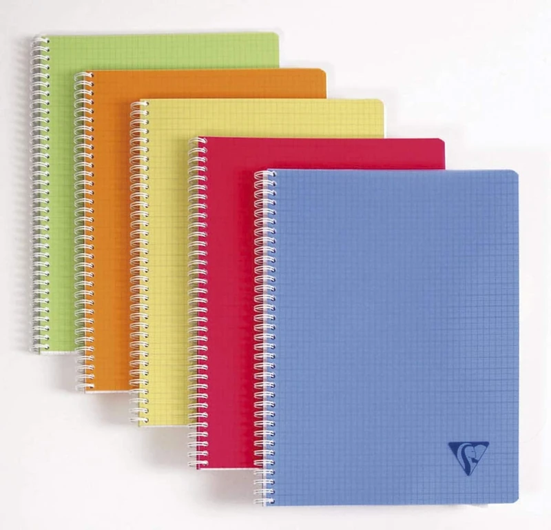 Clairefontaine 328325C LiniColour Fresh Collection Set of 10 Spiral Notebooks 24x32 - 100 Small Squares Pages - White Paper 90g - Polypro Cover - Random Colour