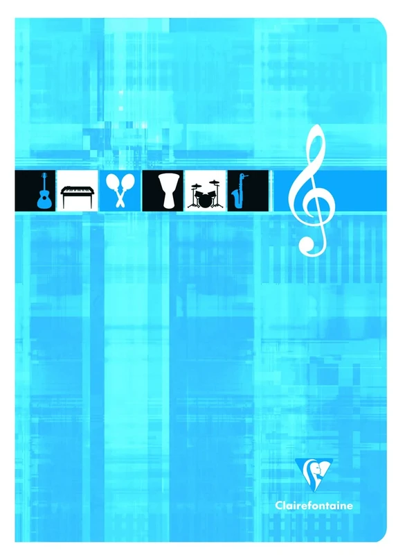 Clairefontaine 3134C Set of 10 Stapled Music Notebooks - A4 21x29,7 cm - 96 Pages 10 Spans with Lines - White Paper 90 g - Laminated Card Cover - Random Colours