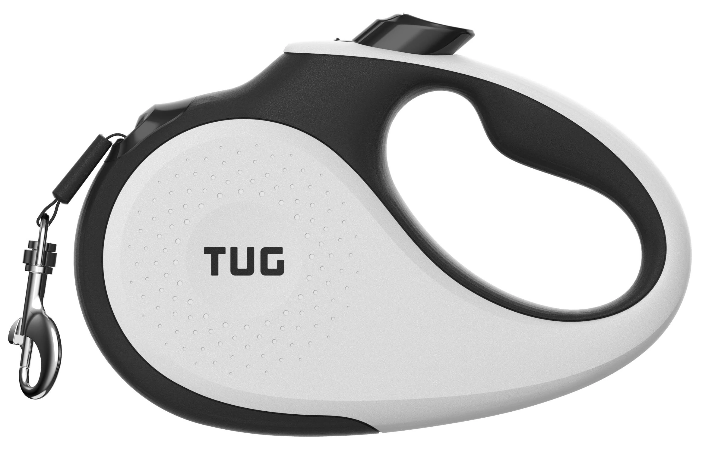 TUG Tiny 360° Tangle-Free Retractable Dog Lead with Anti-Slip Handle | 3 m Strong Tape | One-Handed Brake, Pause, Lock (White)