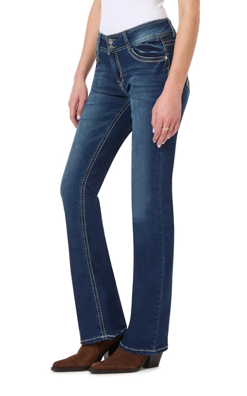 WallFlower Women's Luscious Curvy Bootcut Mid-Rise Insta Stretch Juniors Jeans (Standard and Plus), Heidi, 1 Shorts